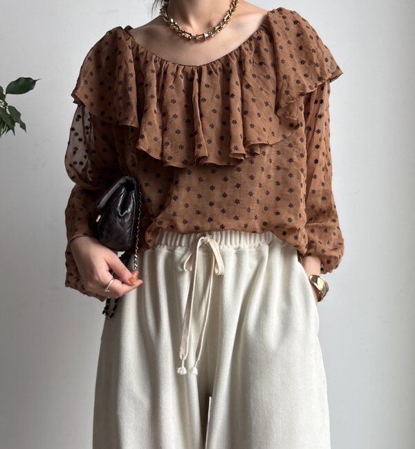  「フラワー刺繍フリルブラウス」|シャツ・ブラウス|