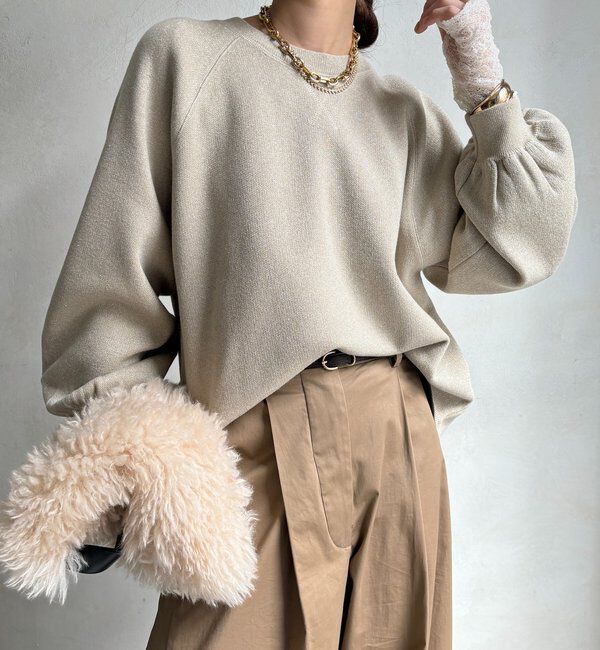  「ラメニットプルオーバー」|ニット・セーター|ゴールド