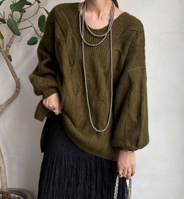  「ボリュームケーブルプルオーバー」|ニット・セーター|