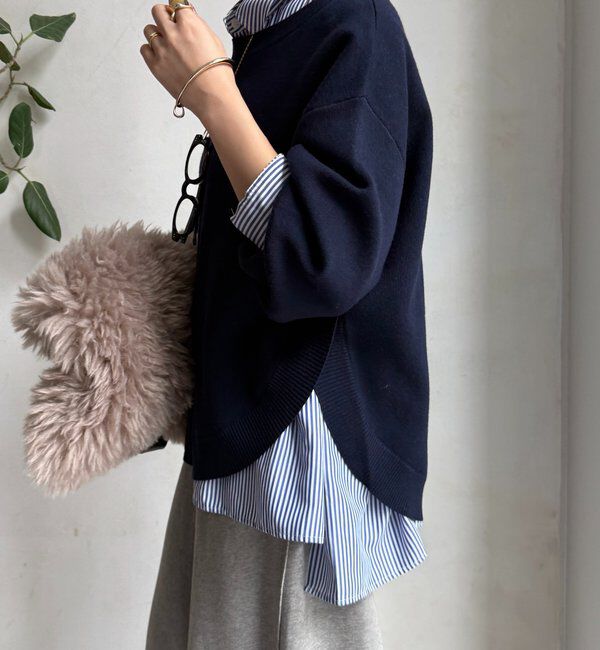  「アシメラウンドニットプルオーバー」|ニット・セーター|