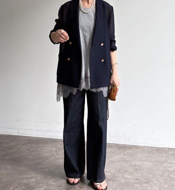  「ハイウエストダブルボタンデニム」|デニム|