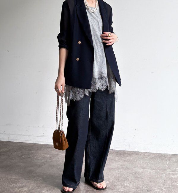  「ハイウエストダブルボタンデニム」|デニム|