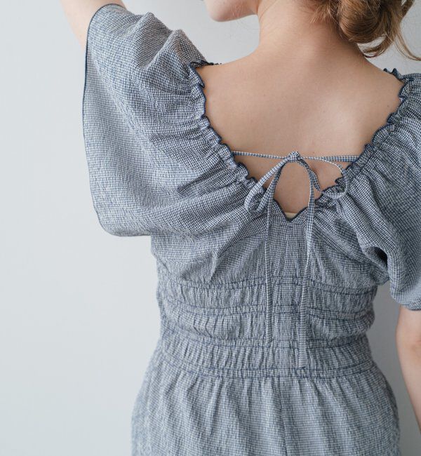  「【低身長サイズ】シャーリングイージーオールインワン」|オールインワン|ネイビー