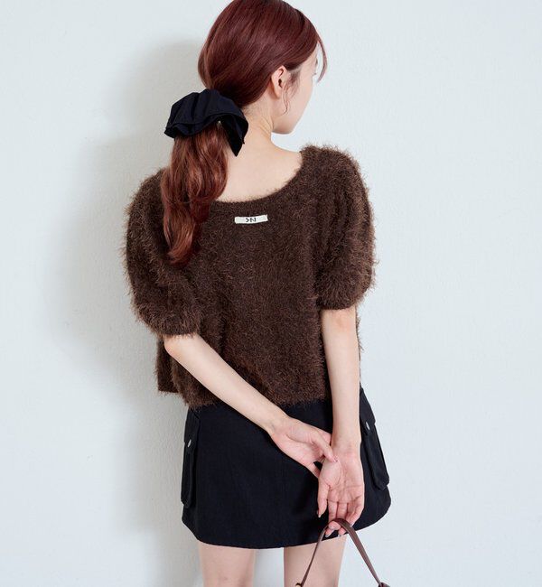  「【新色追加/セットアップ対応/前後2WAY】シャギー半袖カーディガン」|カーディガン|