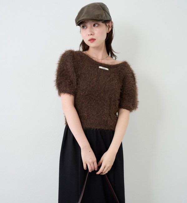  「【新色追加/セットアップ対応/前後2WAY】シャギー半袖カーディガン」|カーディガン|