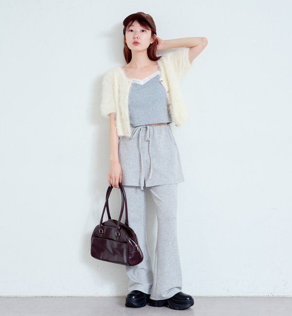  「【新色追加/セットアップ対応/前後2WAY】シャギー半袖カーディガン」|カーディガン|