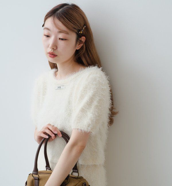  「【新色追加/セットアップ対応/前後2WAY】シャギー半袖カーディガン」|カーディガン|