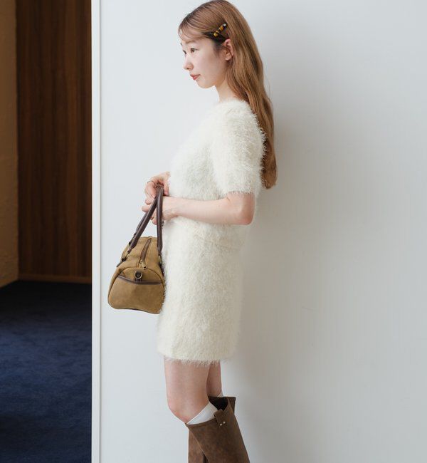  「【新色追加/セットアップ対応/前後2WAY】シャギー半袖カーディガン」|カーディガン|