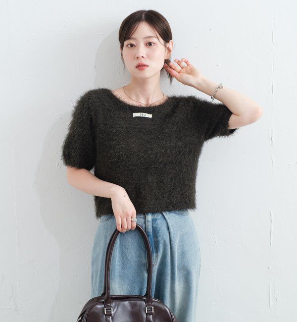  「【新色追加/セットアップ対応/前後2WAY】シャギー半袖カーディガン」|カーディガン|