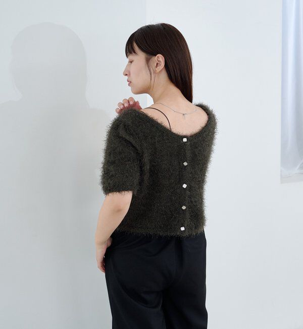  「【新色追加/セットアップ対応/前後2WAY】シャギー半袖カーディガン」|カーディガン|