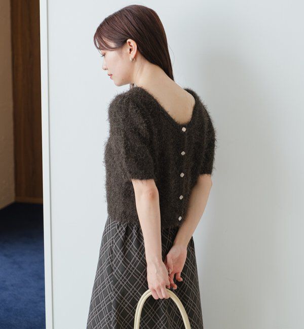  「【新色追加/セットアップ対応/前後2WAY】シャギー半袖カーディガン」|カーディガン|