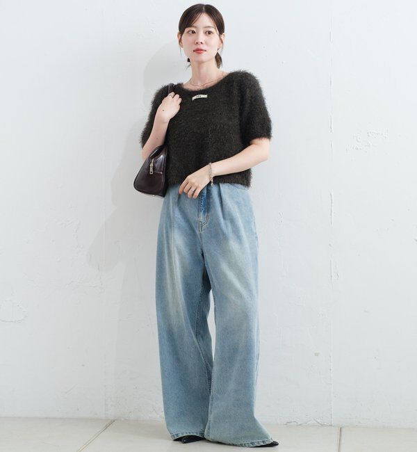  「【新色追加/セットアップ対応/前後2WAY】シャギー半袖カーディガン」|カーディガン|