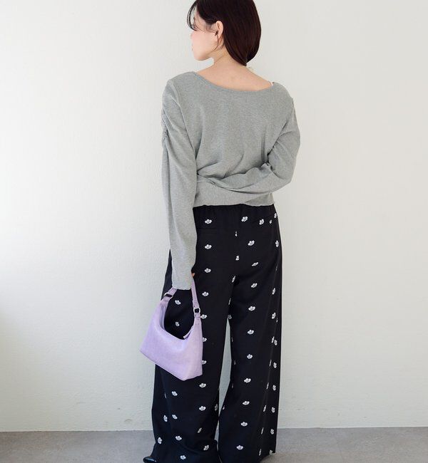  「【新色追加/2サイズ展開/低身長サイズ】フラワーステッチワイドパンツ」|チノ|