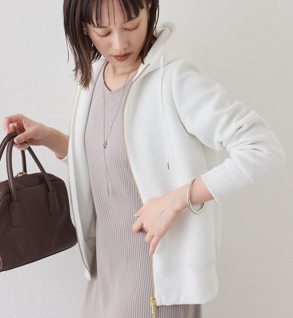  「【WEB限定/キレイめ上品】スポンジダンボールZIPパーカーカットソー」|パーカー|