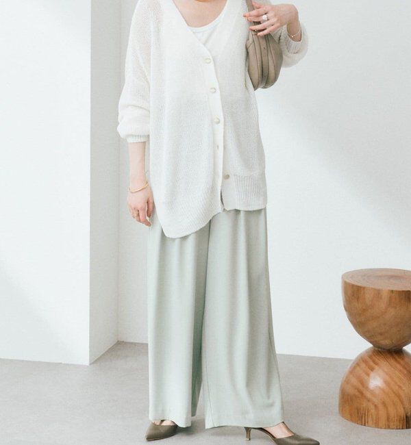  「【ウォッシャブル】【シーズンレスで使える】タックワイドスラックス」|チノ|