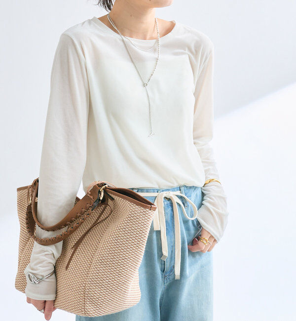  「【1枚でも様になる】シアーベロアロンT」|Tシャツ・カットソー|オフホワイト