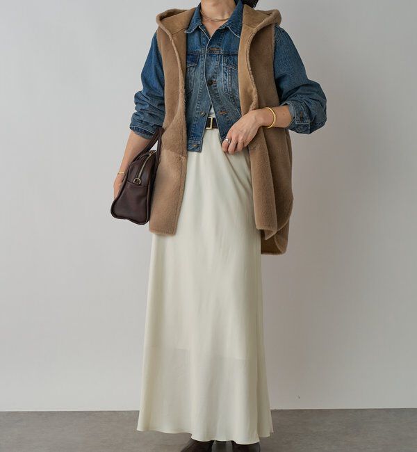  「【シーズンムード高まる】エコファーフードジレ」|ベスト・ジレ|