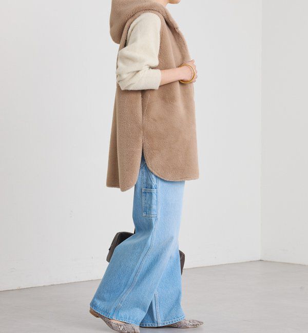  「【シーズンムード高まる】エコファーフードジレ」|ベスト・ジレ|