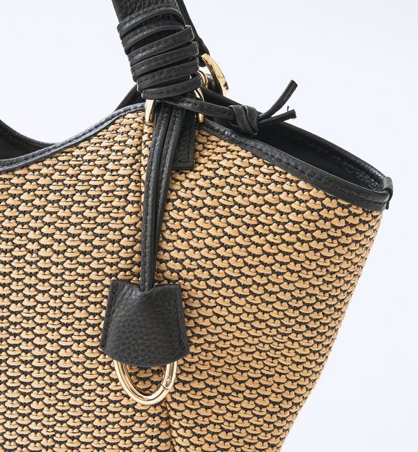  「【ショルダーストラップ付き】レザーパイピングミニトート」|クラッチバッグ|