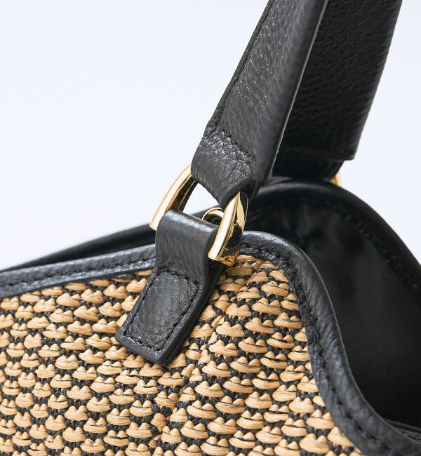  「【ショルダーストラップ付き】レザーパイピングミニトート」|クラッチバッグ|