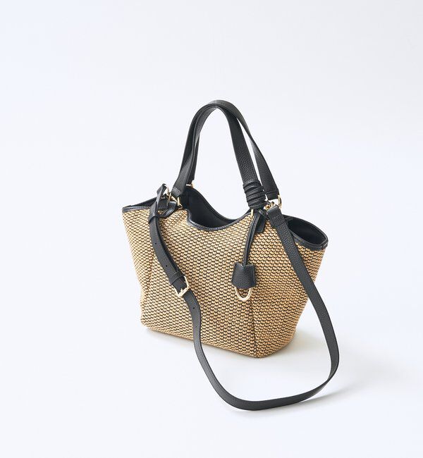  「【ショルダーストラップ付き】レザーパイピングミニトート」|クラッチバッグ|