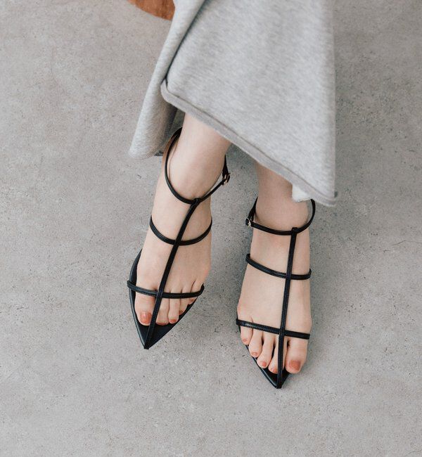  「予約【抜け感】ポインテッドラインサンダル」|サンダル|