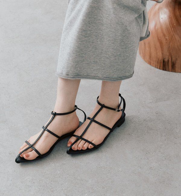  「予約【抜け感】ポインテッドラインサンダル」|サンダル|