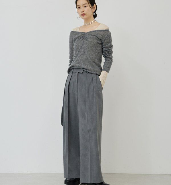  「【手洗い可能】【3サイズ展開】ストライプダブルタックパンツ」|チノ|