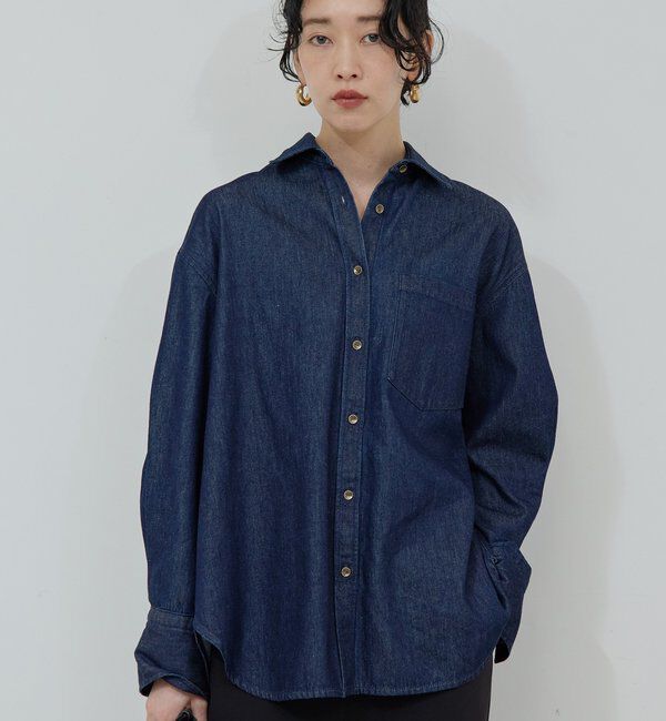  「バックフレアデニムシャツ」|シャツ・ブラウス|インディゴブルー