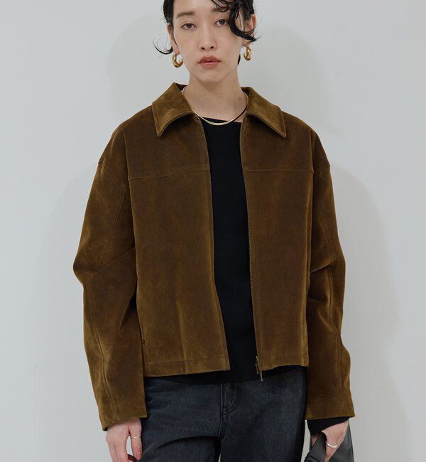  「【手洗い可】フロッキーデニムジップブルゾン」|ベスト・ジレ|