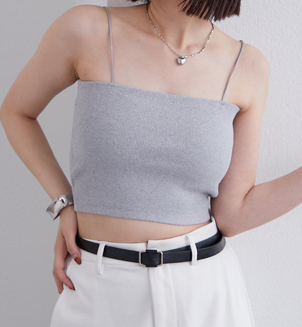  「【万能インナー/嬉しい7色展開】パット付きショートキャミソール2」|キャミソール|グレー