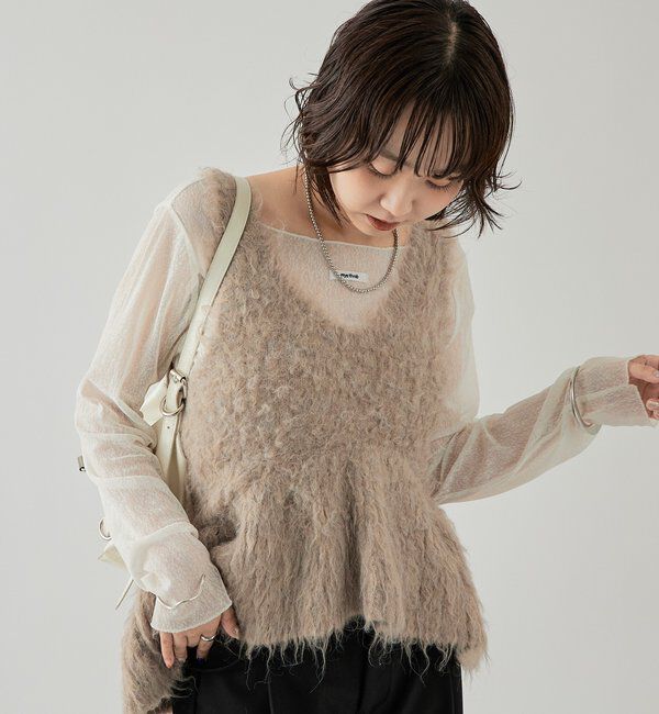  「シャギーニット ペプラムベスト」|ニット・セーター|
