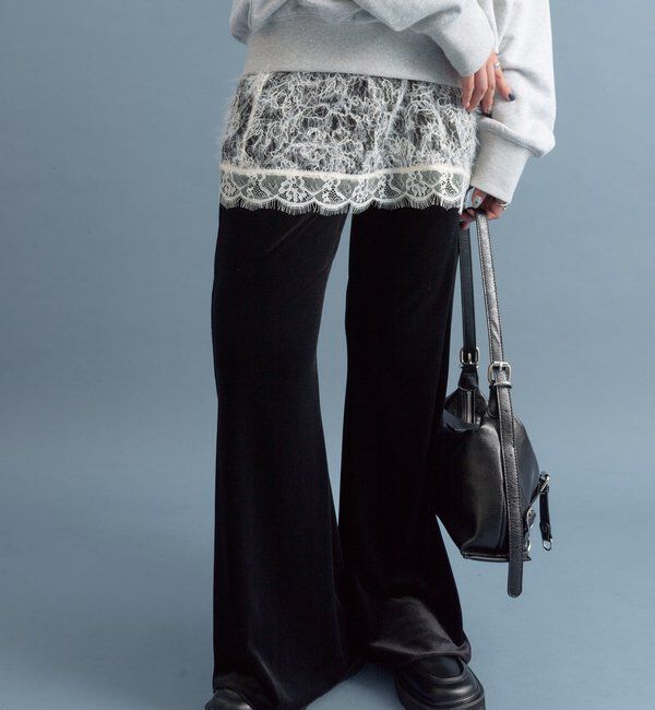  「ベロアフレアパンツ」|チノ|ブラック