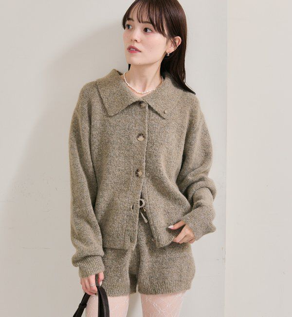 「襟付きプレートニットカーディガン」|カーディガン|
