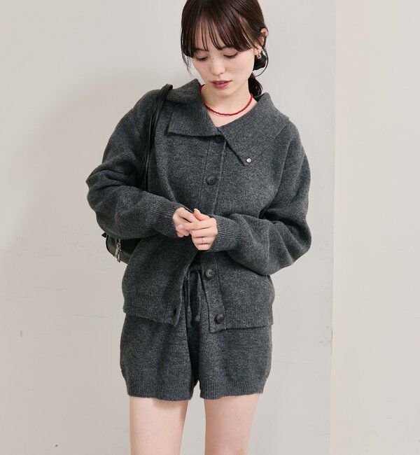  「襟付きプレートニットカーディガン」|カーディガン|