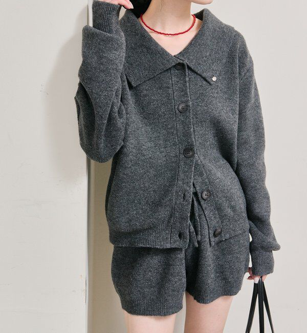  「襟付きプレートニットカーディガン」|カーディガン|