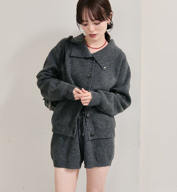  「襟付きプレートニットカーディガン」|カーディガン|