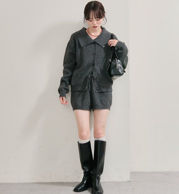  「襟付きプレートニットカーディガン」|カーディガン|