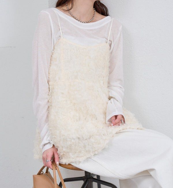  「フラワーチュールキャミチュニック」|シャツ・ブラウス|ベージュ