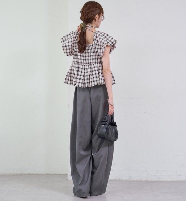  「チェックパフブラウス」|シャツ・ブラウス|
