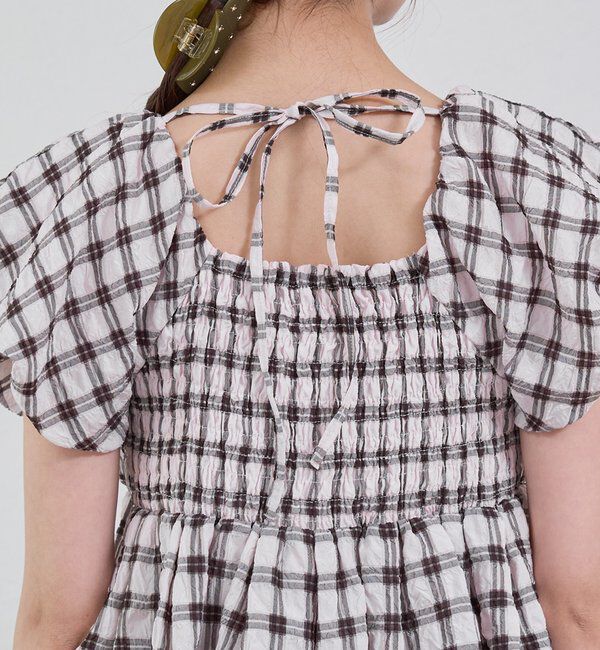  「チェックパフブラウス」|シャツ・ブラウス|