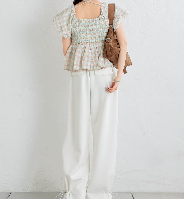  「チェックパフブラウス」|シャツ・ブラウス|