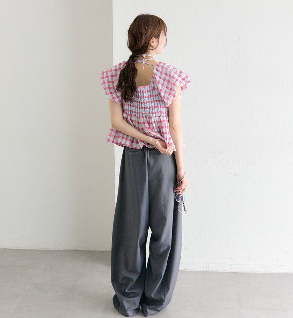  「チェックパフブラウス」|シャツ・ブラウス|