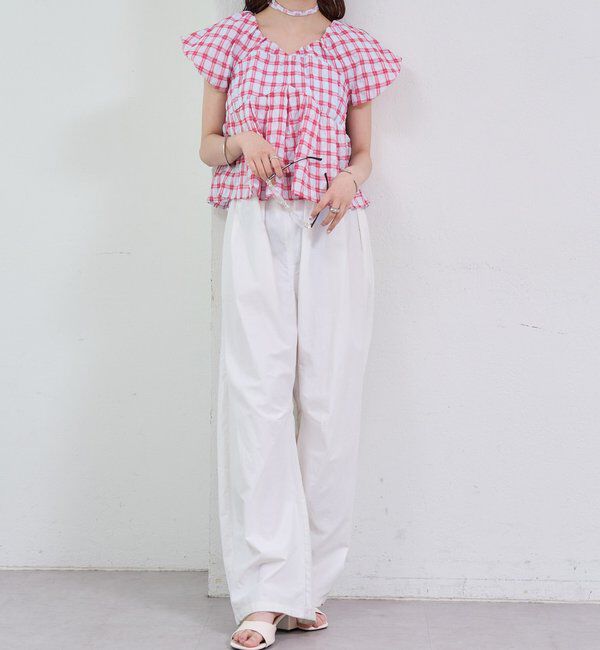  「チェックパフブラウス」|シャツ・ブラウス|