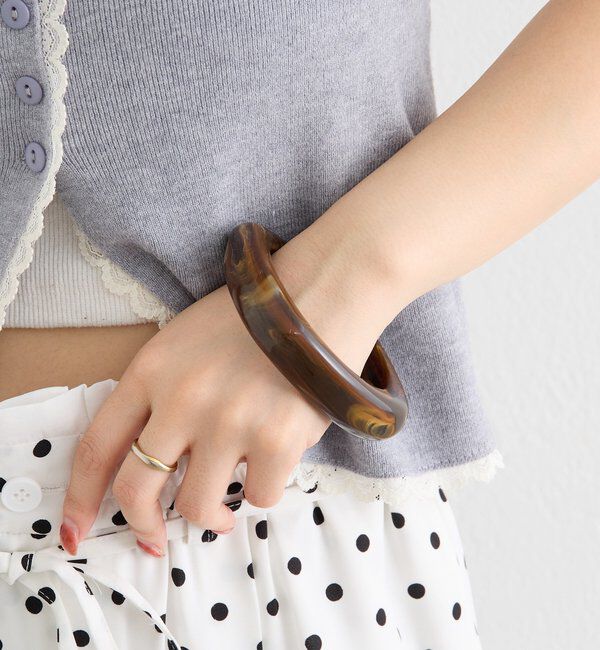  「クリアマーブルスクエアバングル」|ブローチ・コサージュ|ブラウン