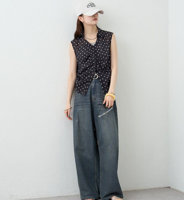  「襟付きサイドギャザーシェイプシャツ」|シャツ・ブラウス|