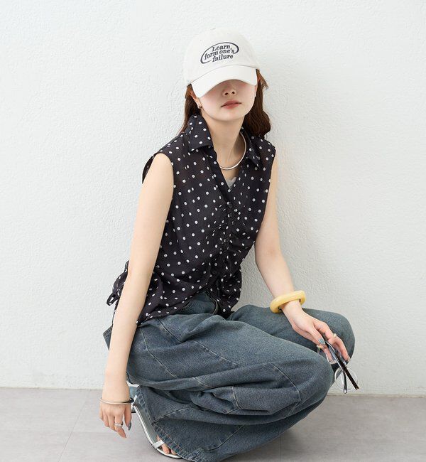  「襟付きサイドギャザーシェイプシャツ」|シャツ・ブラウス|