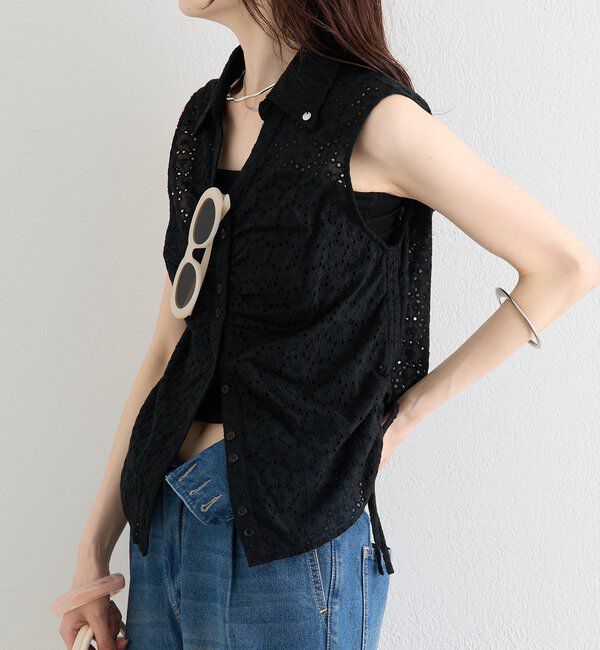  「襟付きサイドギャザーシェイプシャツ」|シャツ・ブラウス|