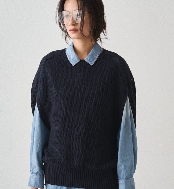  「ギマ鹿子ポンチョニットベスト」|ニット・セーター|