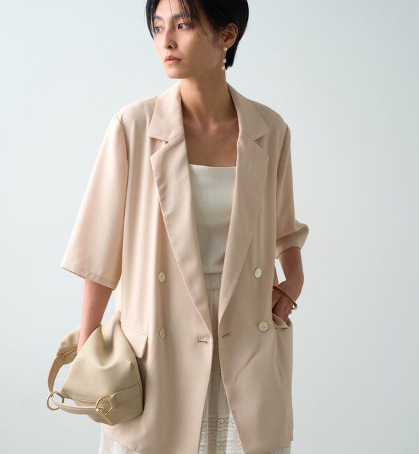  「ハーフスリーブジャケット」|テーラードジャケット|ライトベージュ